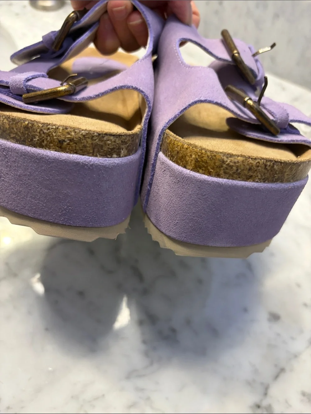 Free People Intentionally Blank Rule Breaker Lavender Suede Sandal Size 7 NEW